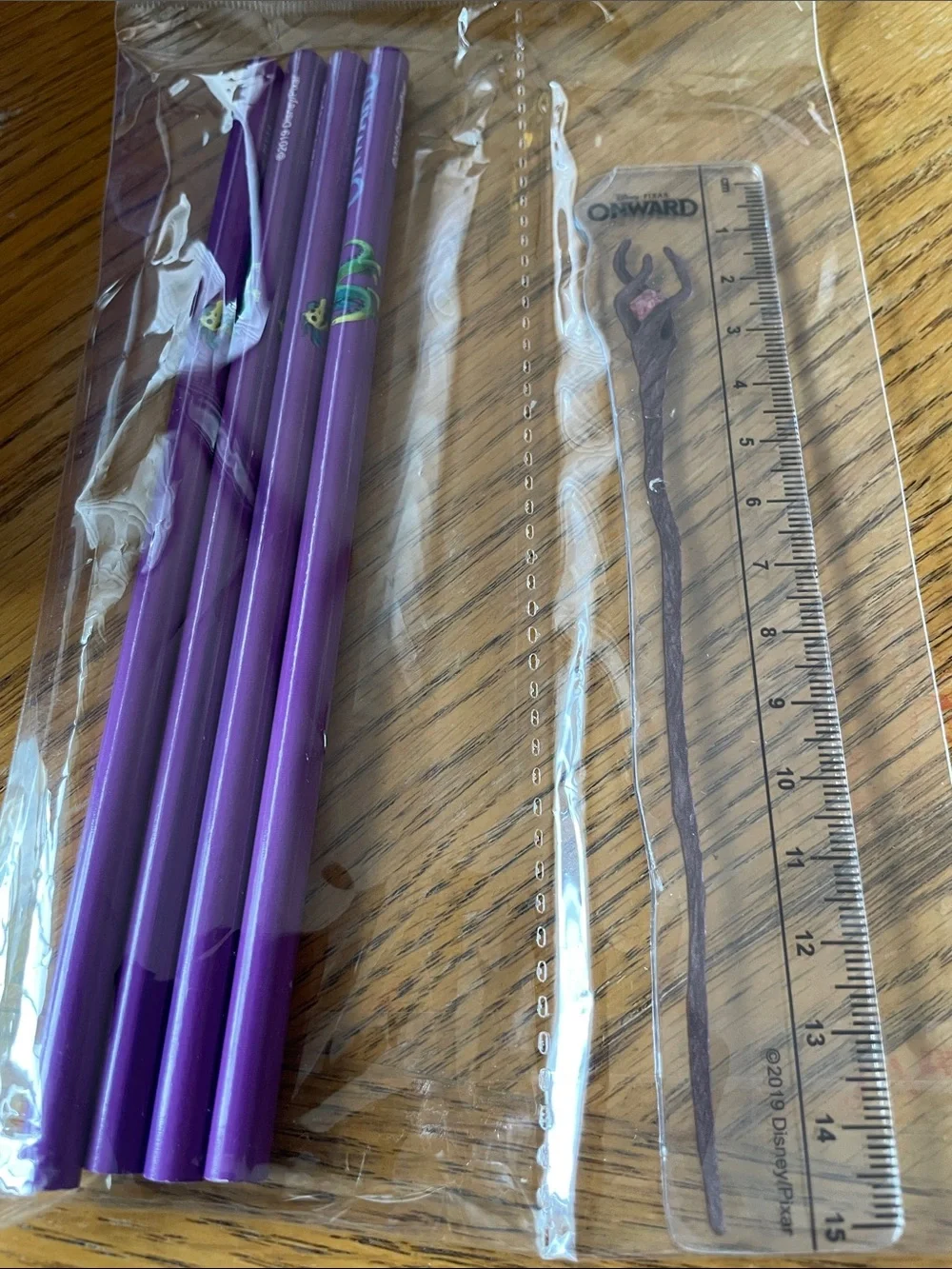 Disney Pixar Onward Blue Pencil Case, 4 Pencils, Ruler, Eraser, & Sharpener NEW